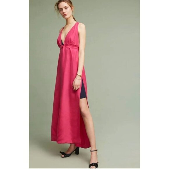 Moulinette Soeurs Chania Dress Size 6 Silk Berry Pink Grecian FLAWED NEW TAGS - Picture 2 of 11